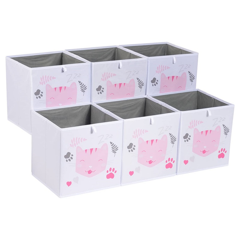 6 Pack Collapsible Fabric Storage Cube Laundry Basket