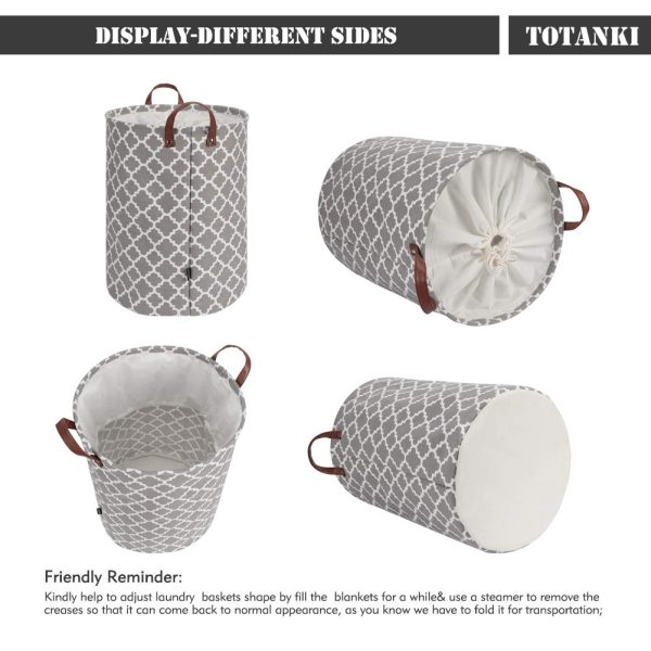 Large Collapsible Waterproof Drawstring Round Laundry Basket