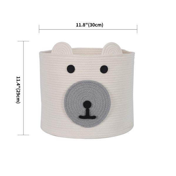 Cute Bear Design Cotton Rope Storage Laundry Basket
