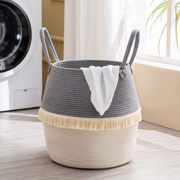 Large Collapsible Cotton Rope Laundry Basket