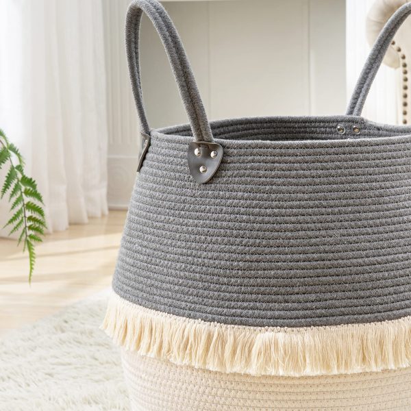 Large Collapsible Cotton Rope Laundry Basket