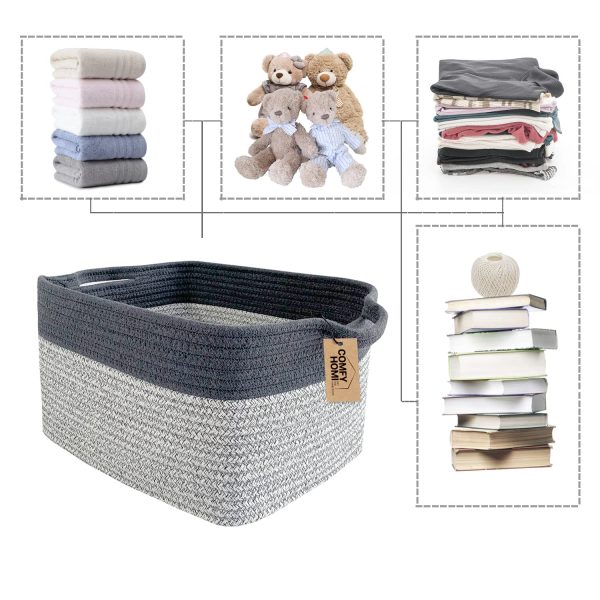Medium Rectangle Soft Cotton Rope Laundry Basket