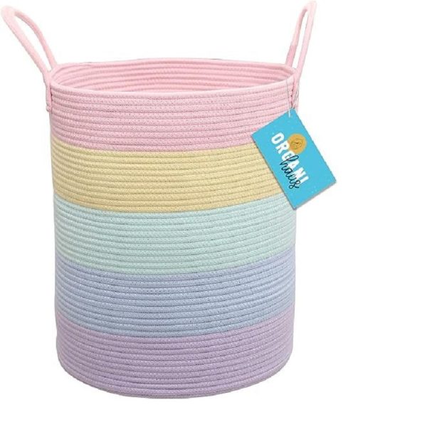 Rainbow Cotton Rope Laundry Basket