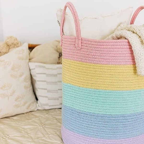 Rainbow Cotton Rope Laundry Basket