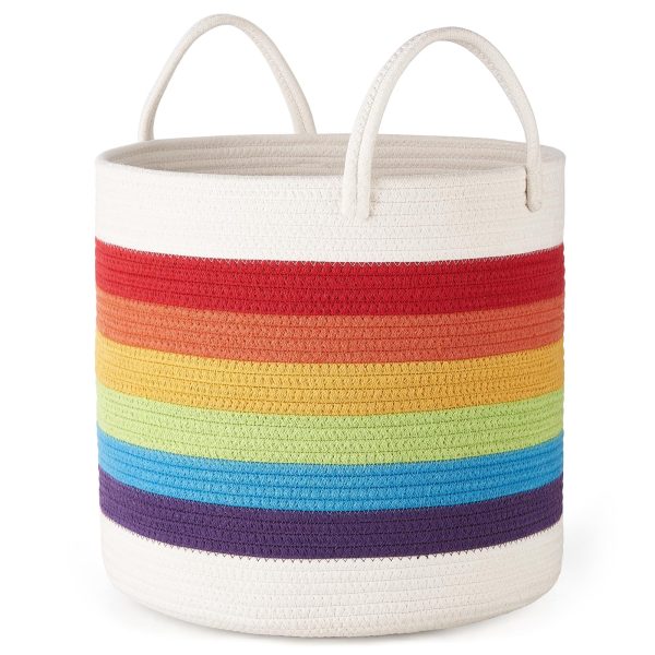 Rainbow Cotton Rope Woven Storage Laundry Basket