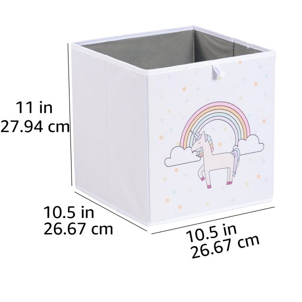 6 Pack Collapsible Fabric Unicorns Rainbows Storage Laundry Basket