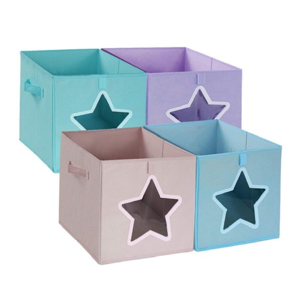 4 Pack Foldable Cube Storage Laundry Baskets