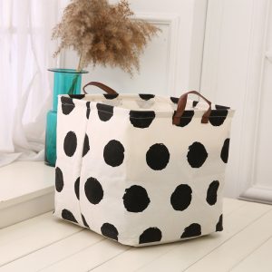 Large Durable Collapsible Square Dot Semicircle Laundry Basket